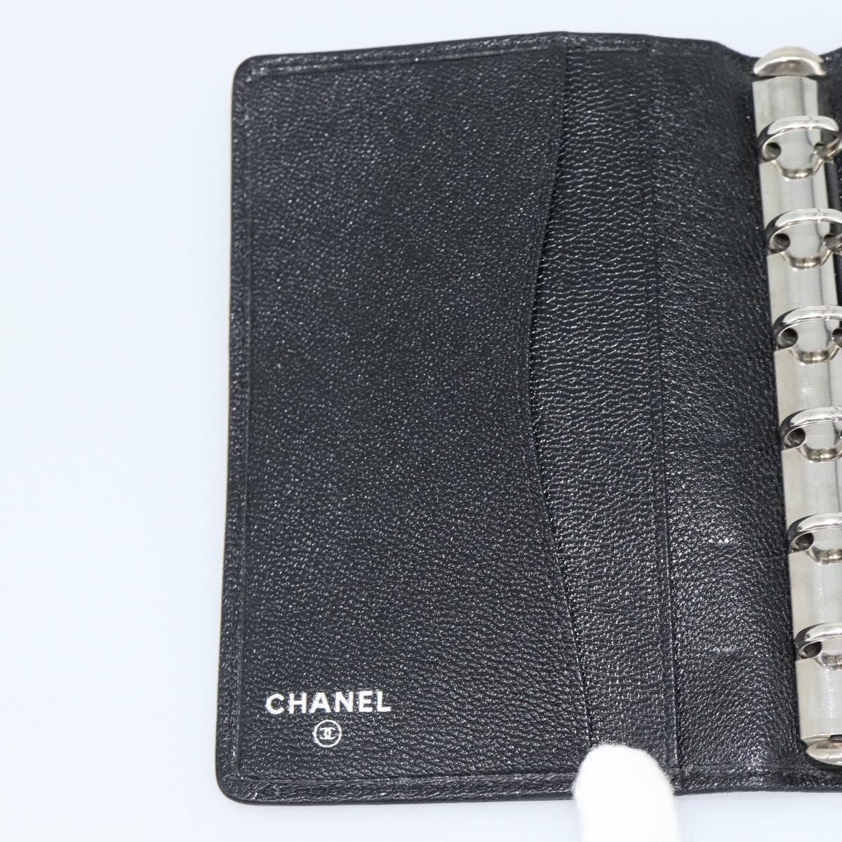CHANEL Day Planner Cover Leather Black Silver CC Auth bs35476M