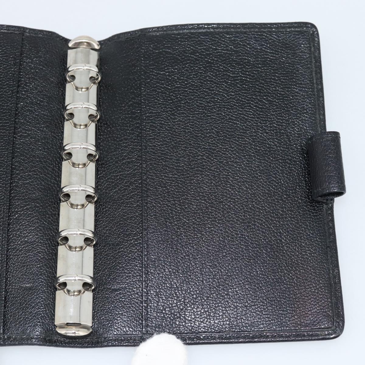 CHANEL Day Planner Cover Leather Black Silver CC Auth bs35476M