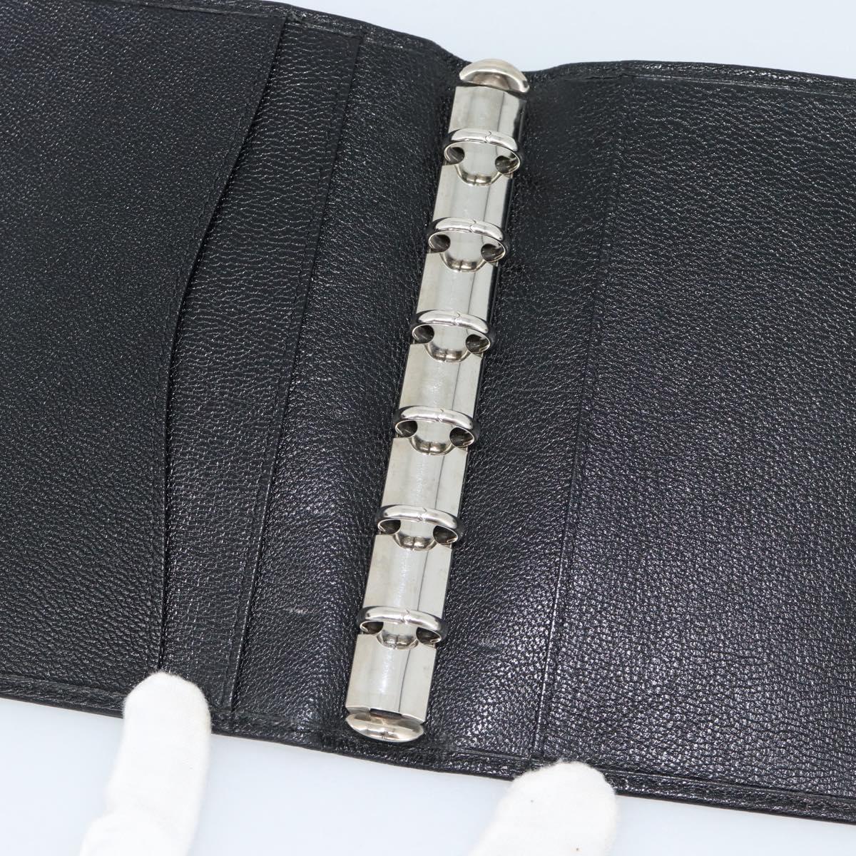 CHANEL Day Planner Cover Leather Black Silver CC Auth bs35476M