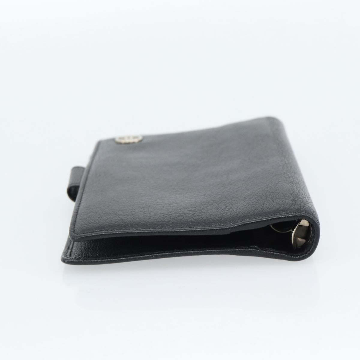 CHANEL Day Planner Cover Leather Black Silver CC Auth bs35476M