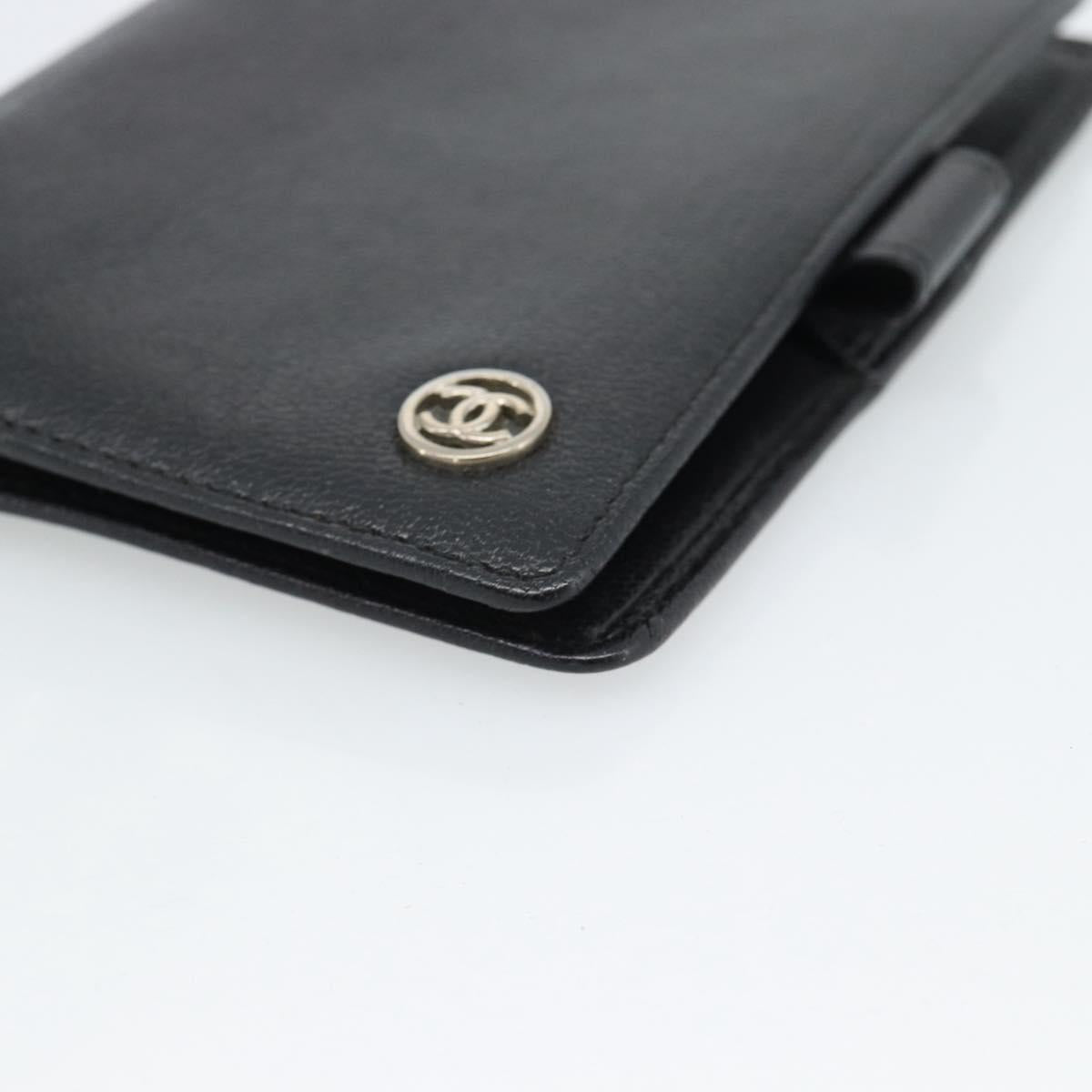 CHANEL Day Planner Cover Leather Black Silver CC Auth bs35476M