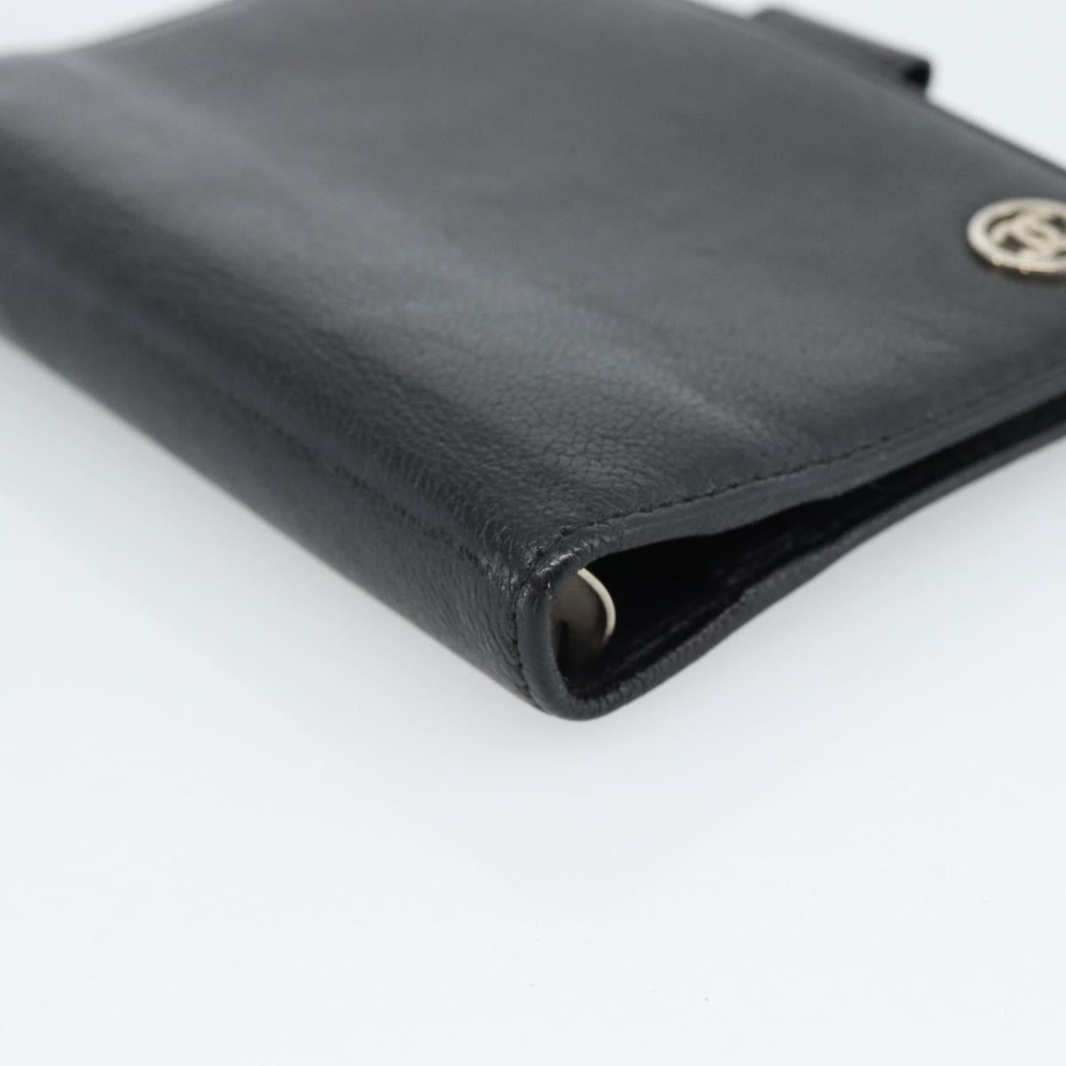 CHANEL Day Planner Cover Leather Black Silver CC Auth bs35476M