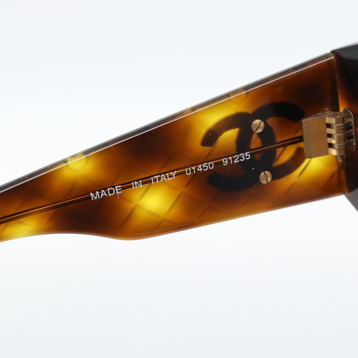 CHANEL Tortoise Pattern Sunglasses Plastic Brown Gold CC Auth bs35479