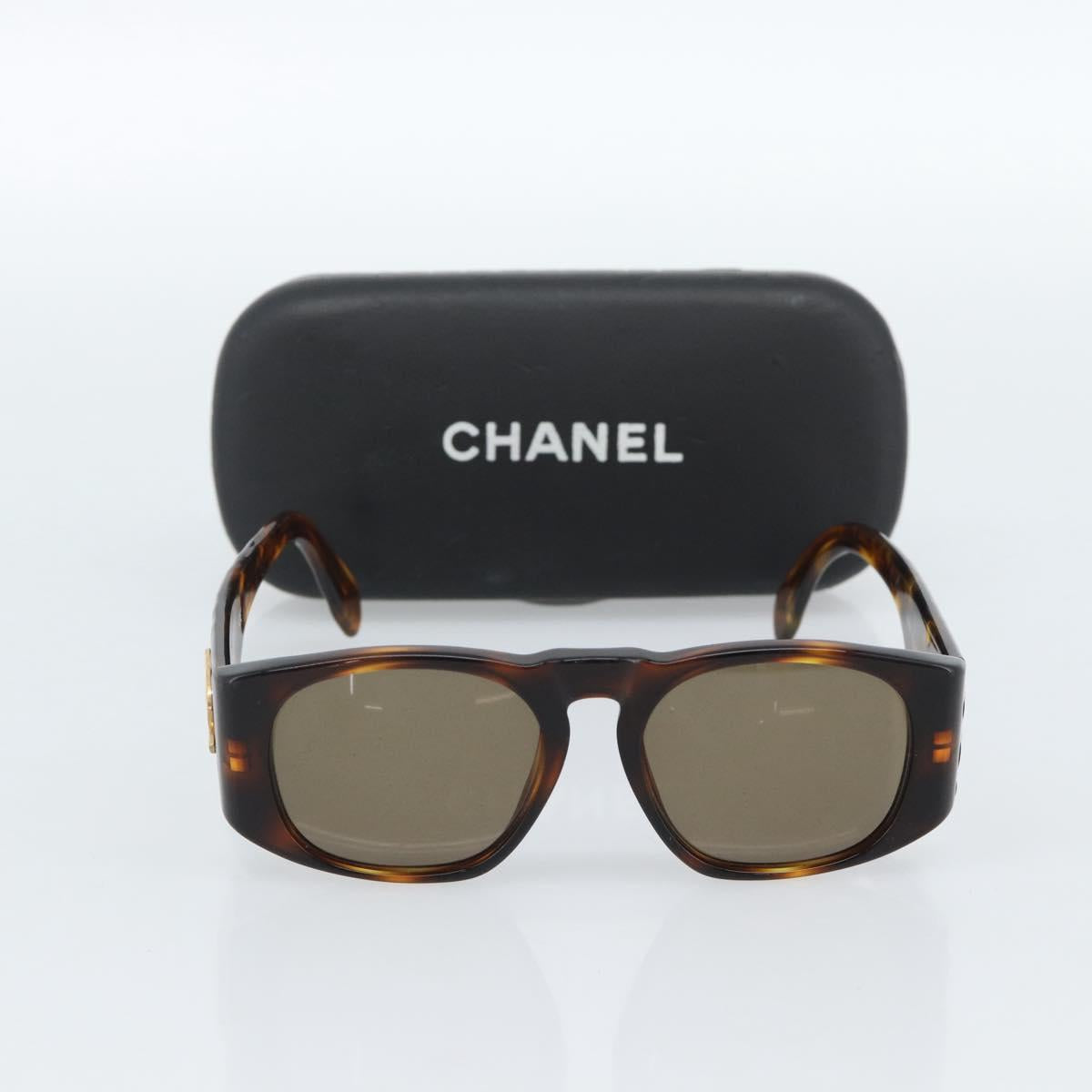 CHANEL Tortoise Pattern Sunglasses Plastic Brown Gold CC Auth bs35479