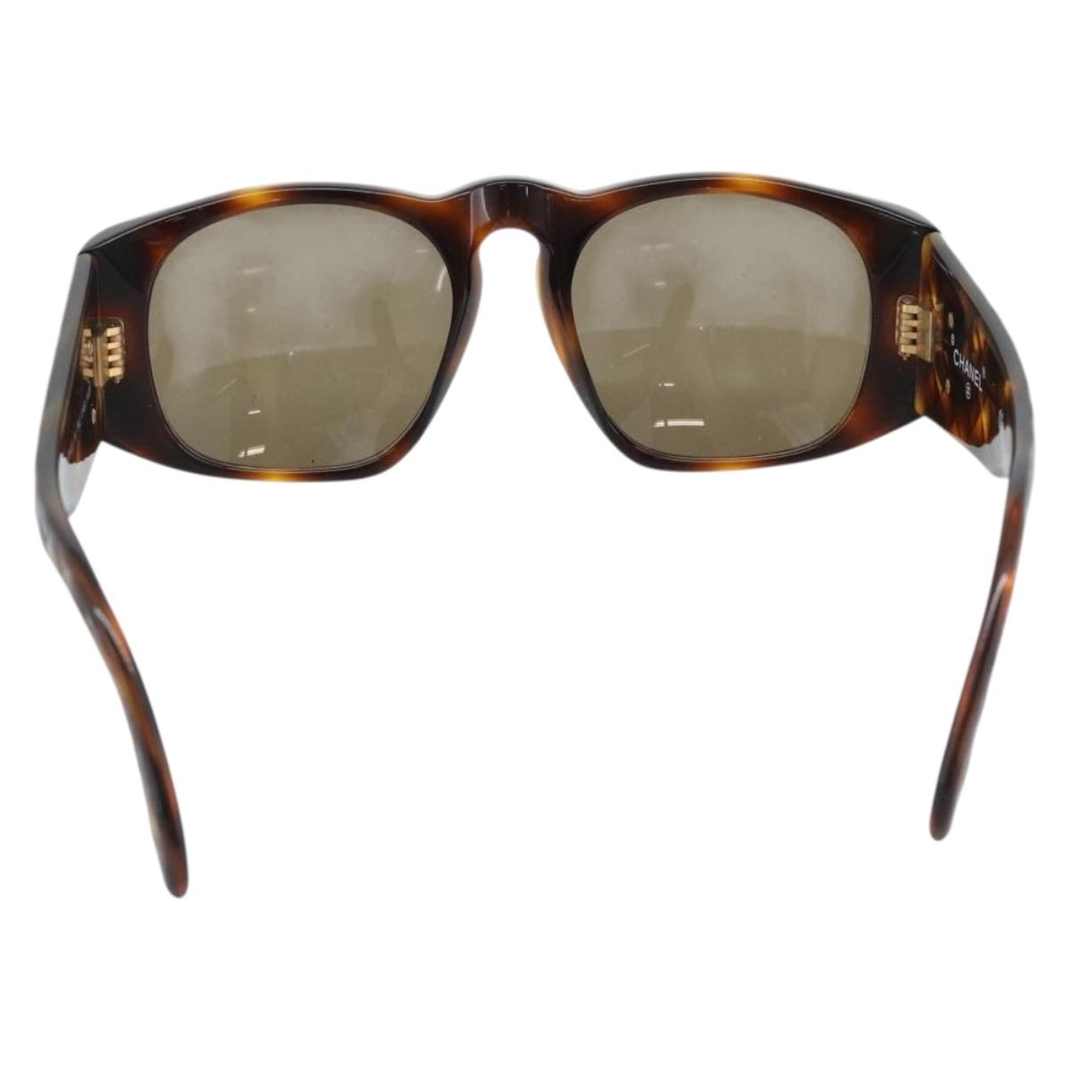 CHANEL Tortoise Pattern Sunglasses Plastic Brown Gold CC Auth bs35479