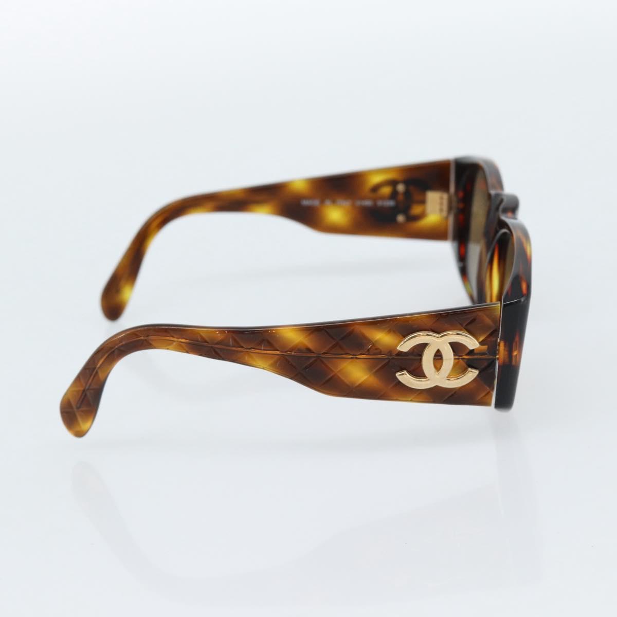 CHANEL Tortoise Pattern Sunglasses Plastic Brown Gold CC Auth bs35479
