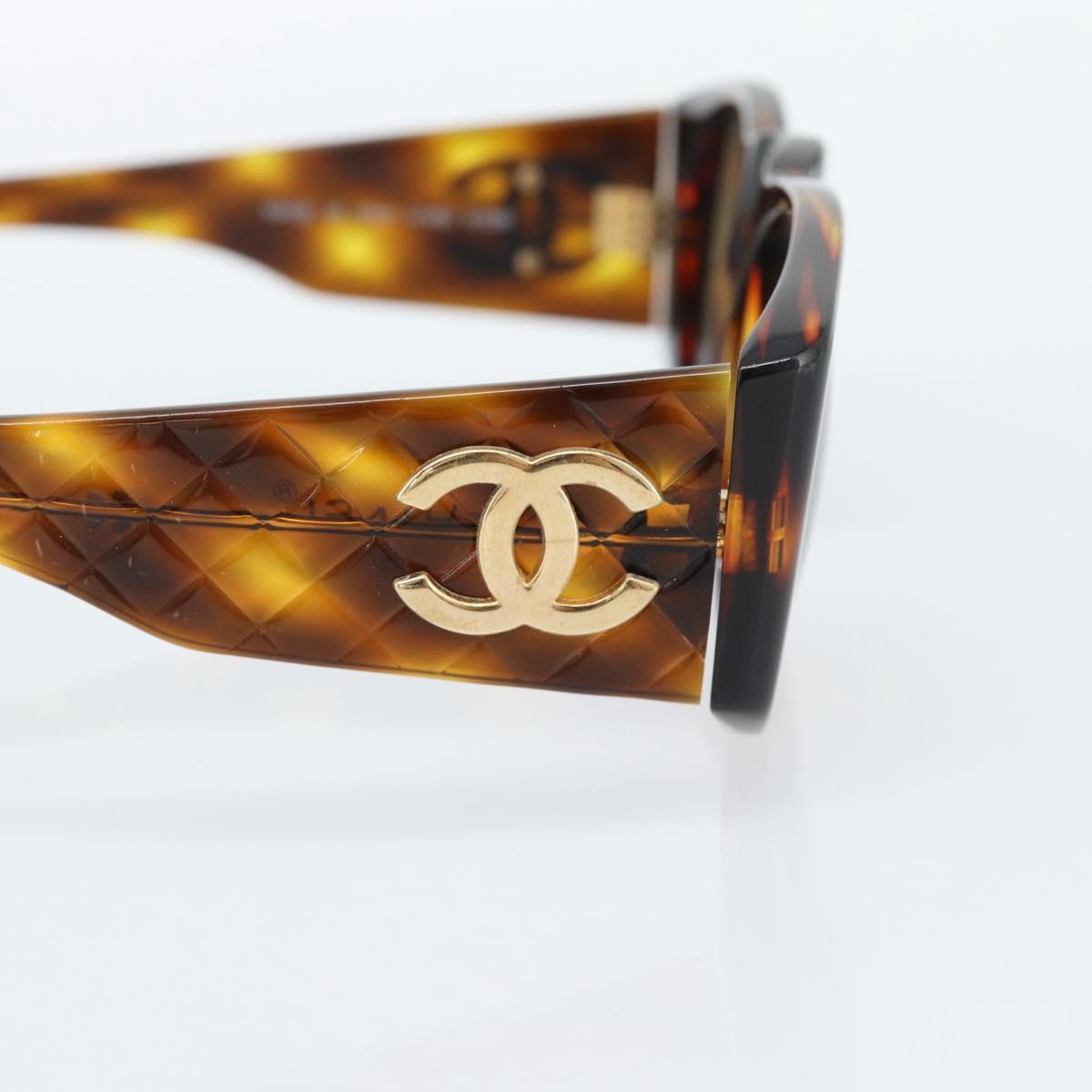 CHANEL Tortoise Pattern Sunglasses Plastic Brown Gold CC Auth bs35479