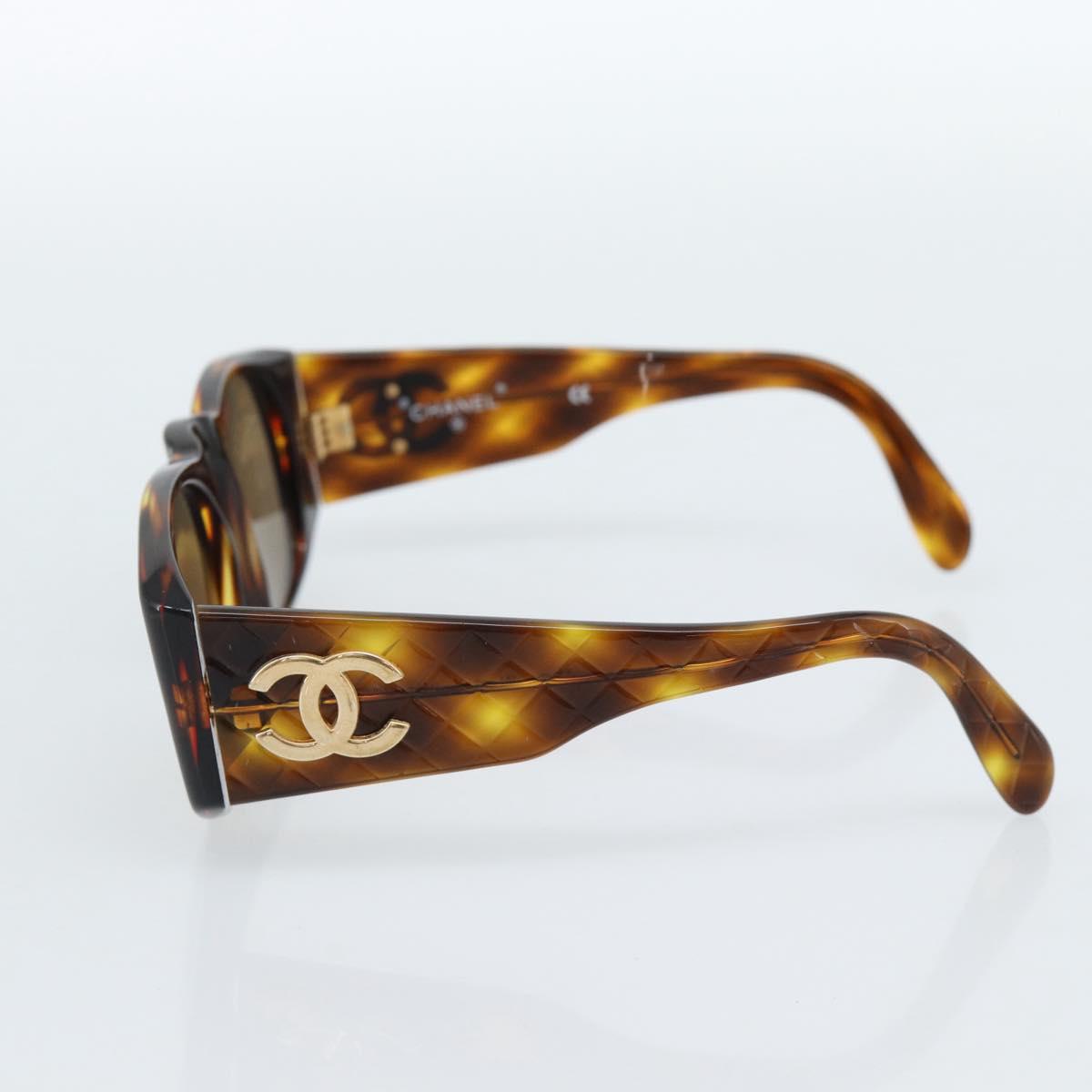 CHANEL Tortoise Pattern Sunglasses Plastic Brown Gold CC Auth bs35479