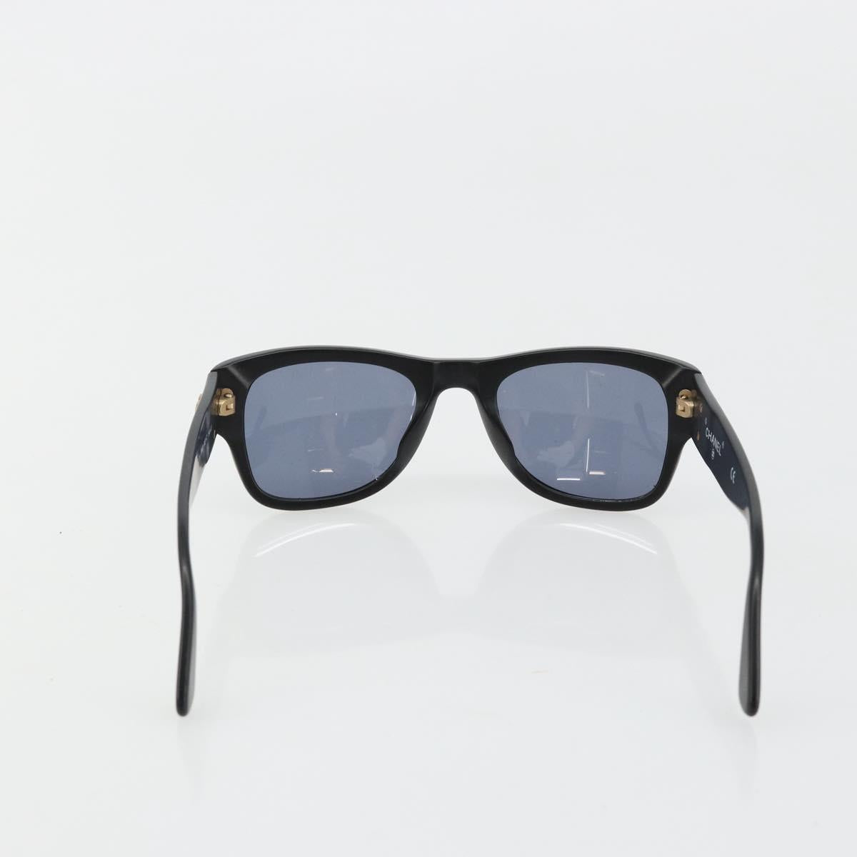 CHANEL Sunglasses Plastic Black Gold CC Auth bs35480