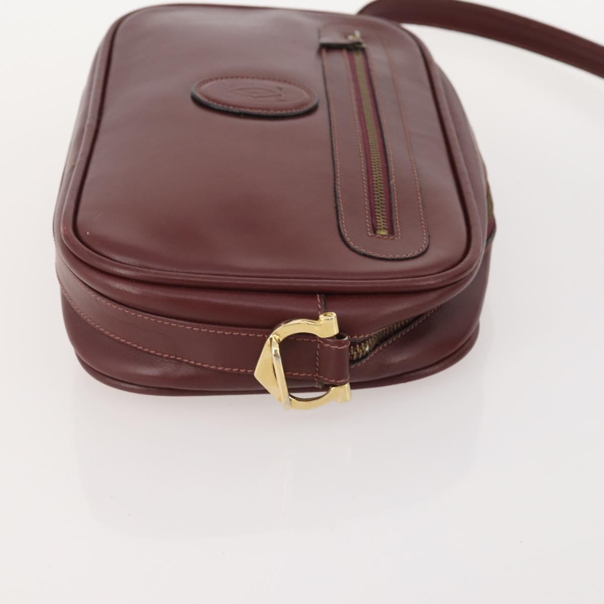 CARTIER Must Line Shoulder Bag Leather Suede 4 Set Bordeaux Auth bs35481