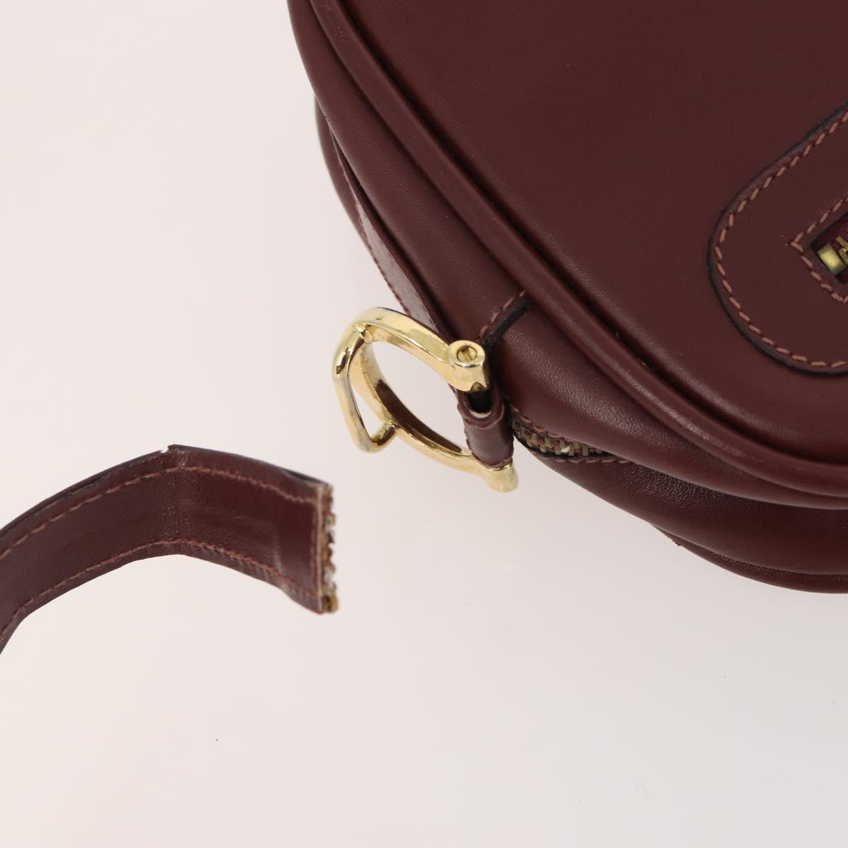 CARTIER Must Line Shoulder Bag Leather Suede 4 Set Bordeaux Auth bs35481