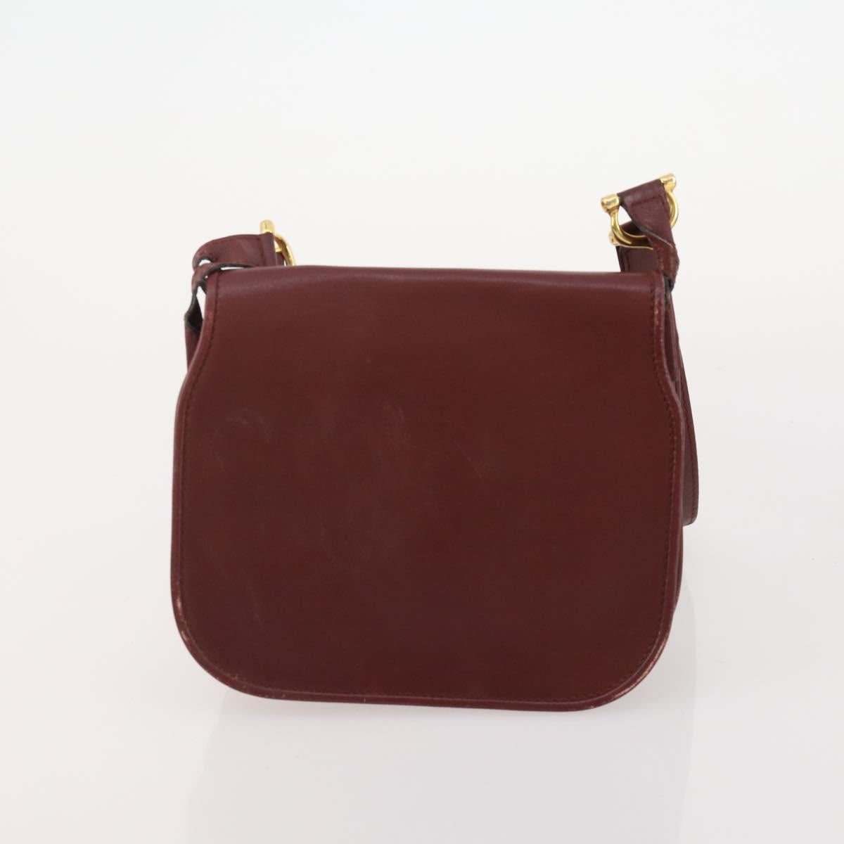CARTIER Must Line Shoulder Bag Leather Suede 4 Set Bordeaux Auth bs35481