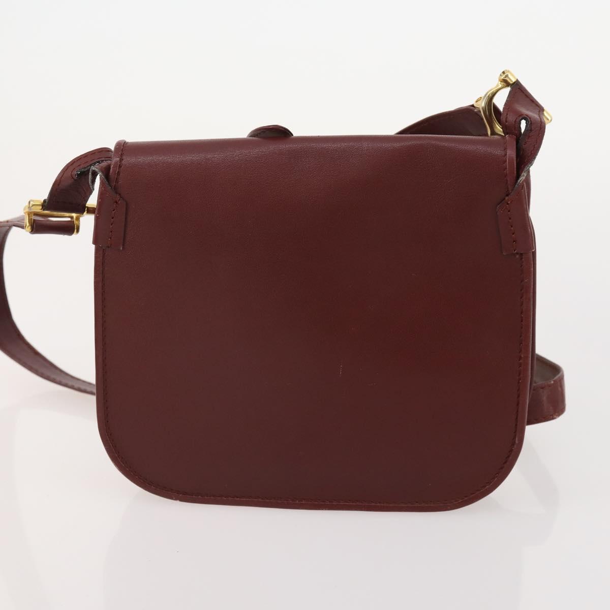 CARTIER Must Line Shoulder Bag Leather Suede 4 Set Bordeaux Auth bs35481