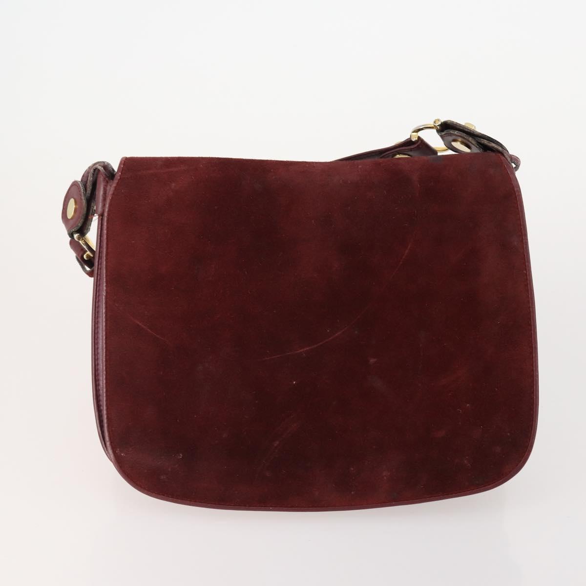CARTIER Must Line Shoulder Bag Leather Suede 4 Set Bordeaux Auth bs35481