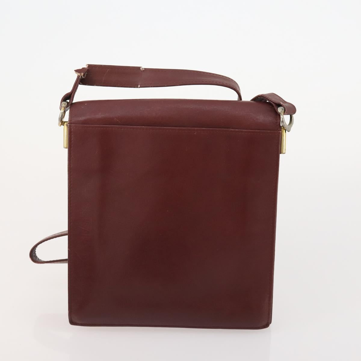 CARTIER Must Line Shoulder Bag Leather Suede 4 Set Bordeaux Auth bs35481