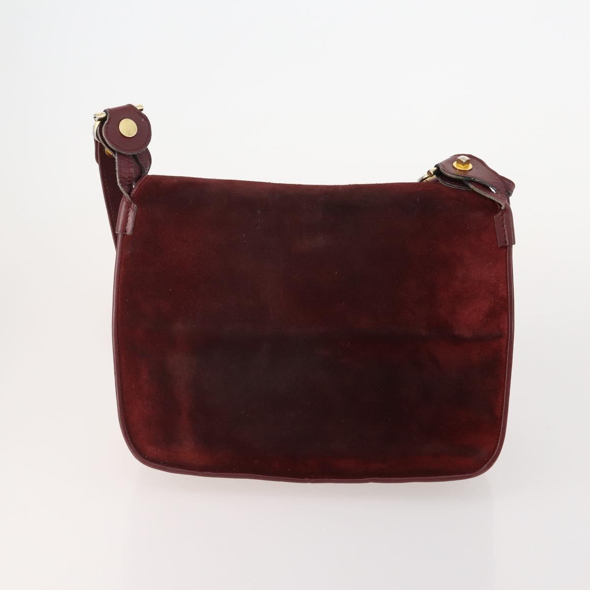 CARTIER Must Line Shoulder Bag Leather Suede 4 Set Bordeaux Auth bs35481