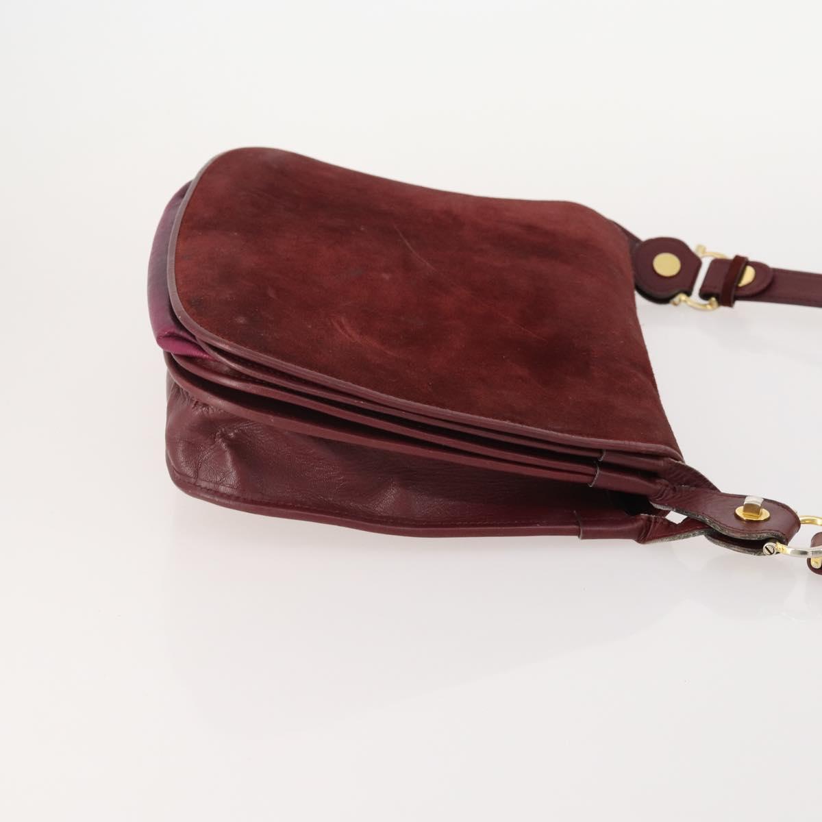 CARTIER Must Line Shoulder Bag Leather Suede 4 Set Bordeaux Auth bs35481
