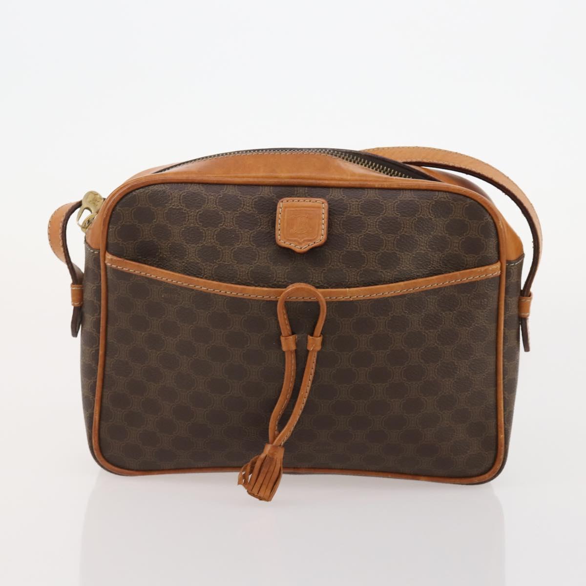 CELINE Macadam Canvas Hand Bag PVC Leather 3 Set Brown Auth bs35482