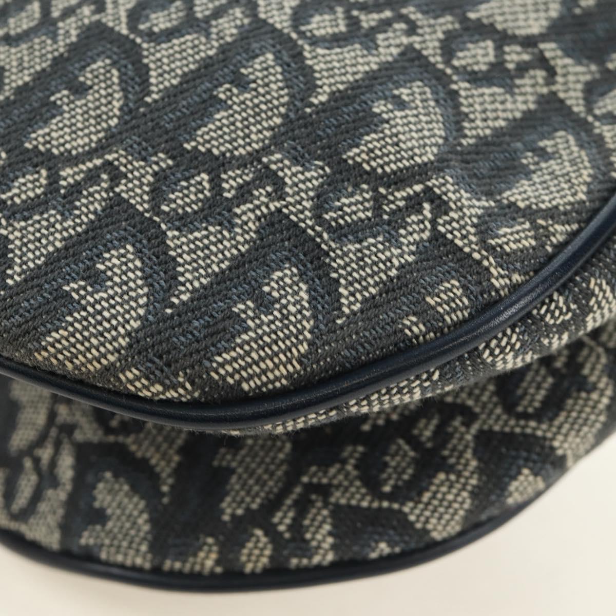 Christian Dior Trotter Canvas Saddle Shoulder Bag Navy Gold Auth bs35491V
