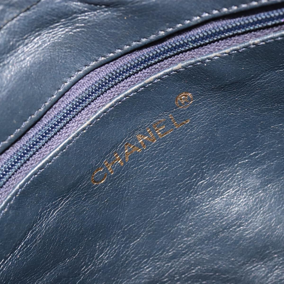 CHANEL Chain Shoulder Bag Lamb Skin Black Gold CC Auth bs35493