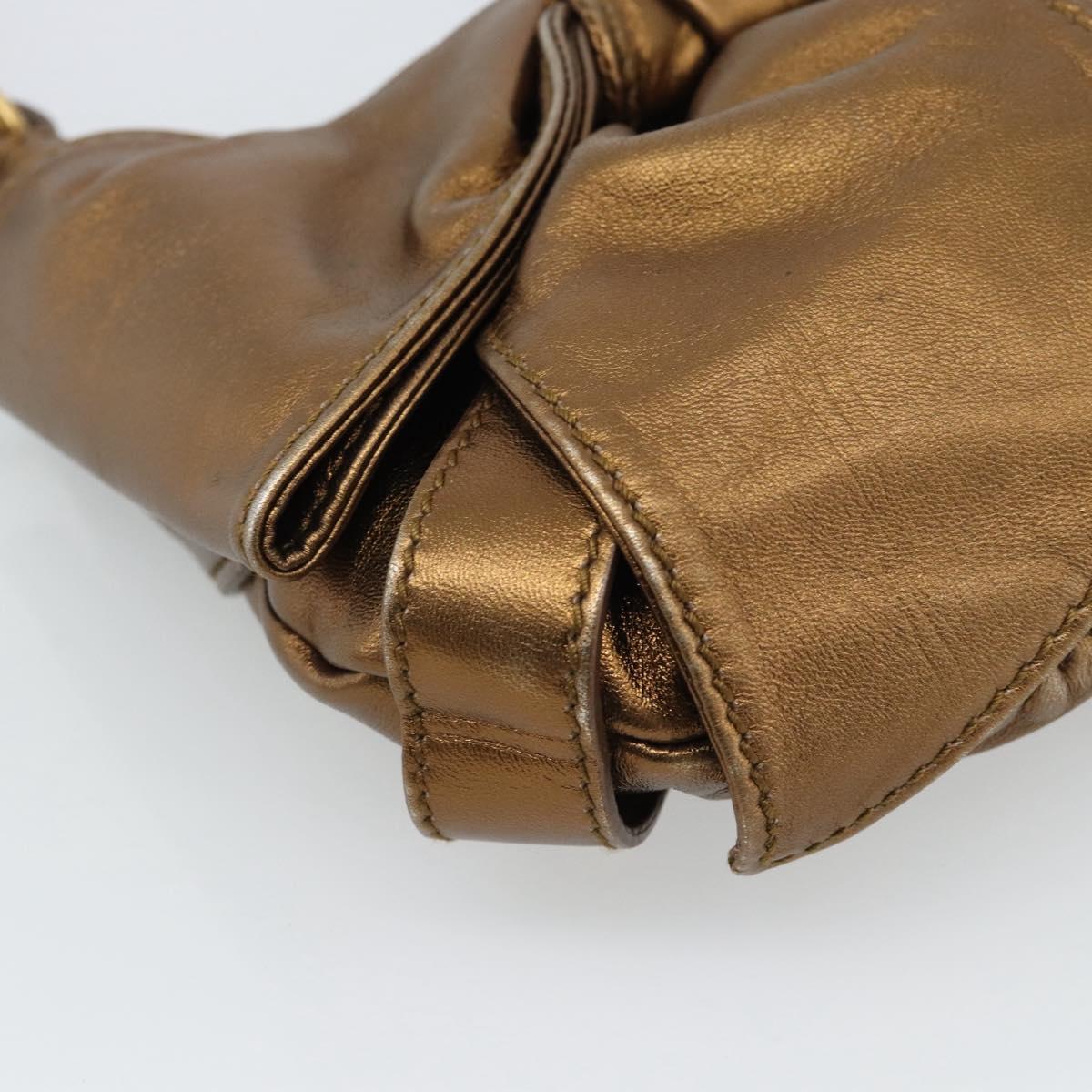 SAINT LAURENT Shoulder Bag Leather Bronze Gold Auth bs35494