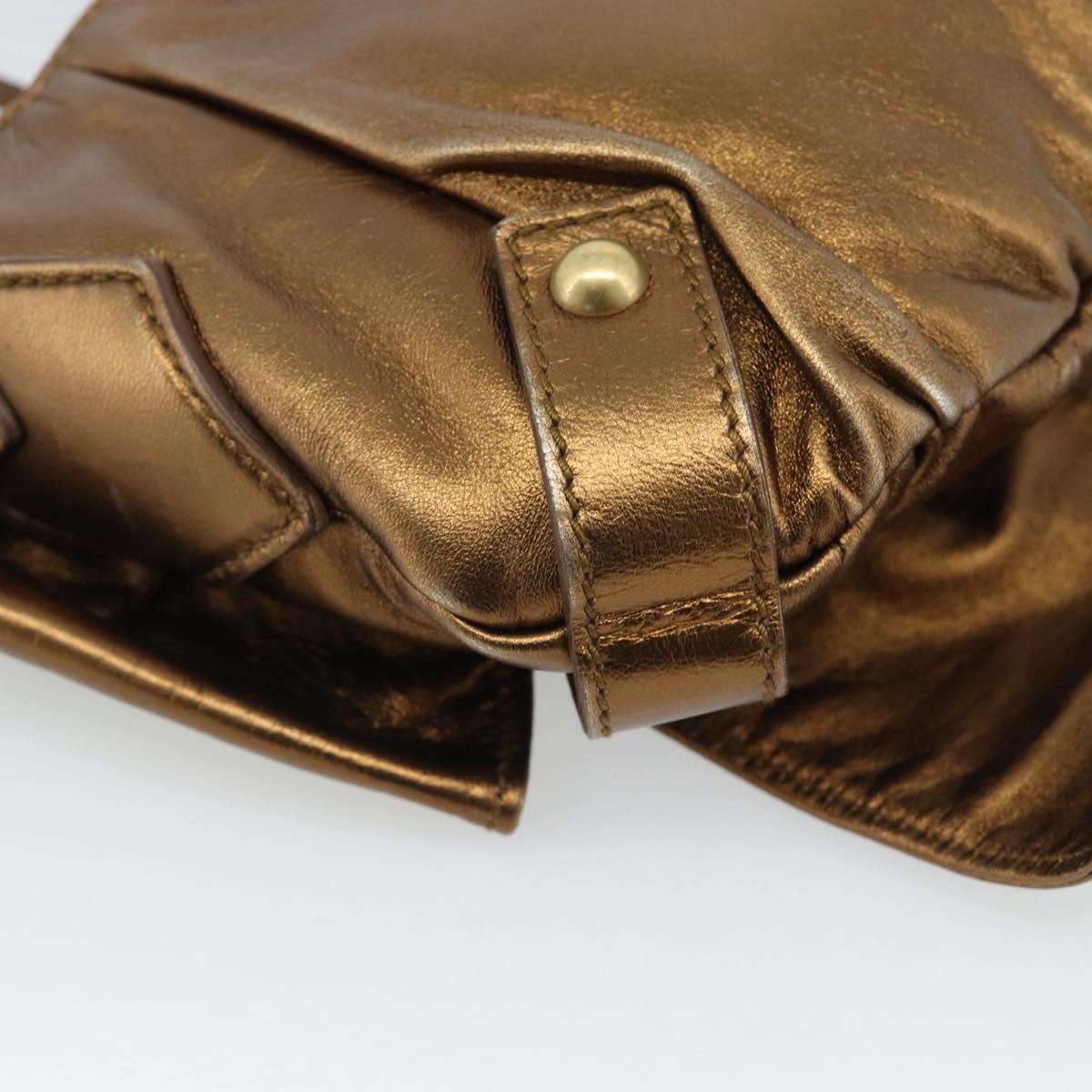 SAINT LAURENT Shoulder Bag Leather Bronze Gold Auth bs35494