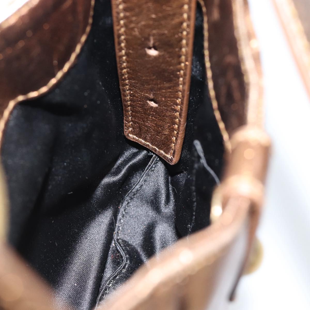 SAINT LAURENT Shoulder Bag Leather Bronze Gold Auth bs35494