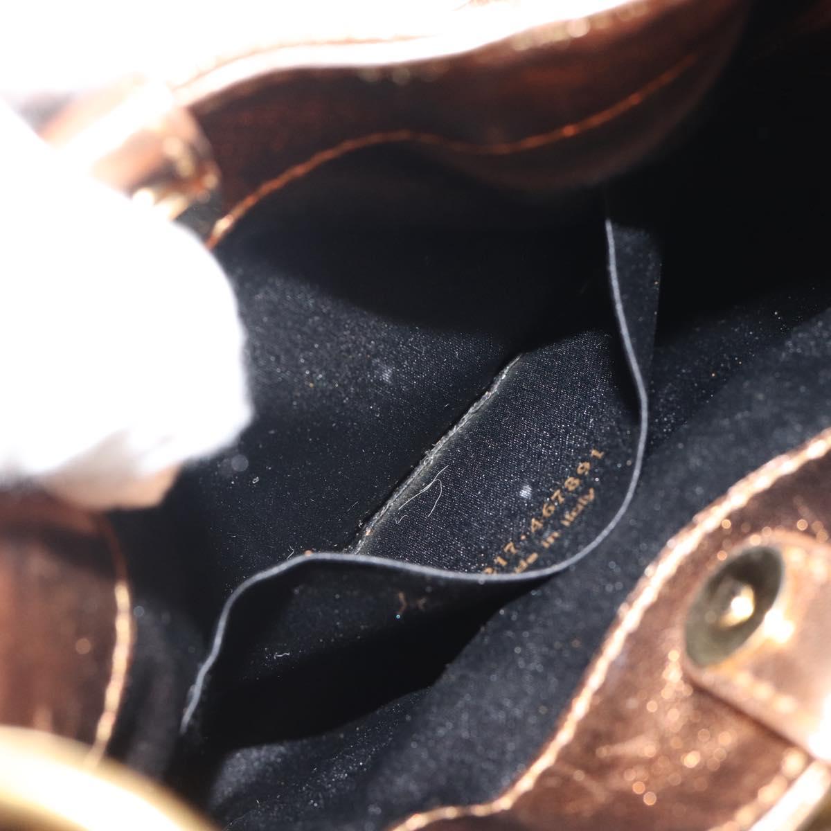 SAINT LAURENT Shoulder Bag Leather Bronze Gold Auth bs35494