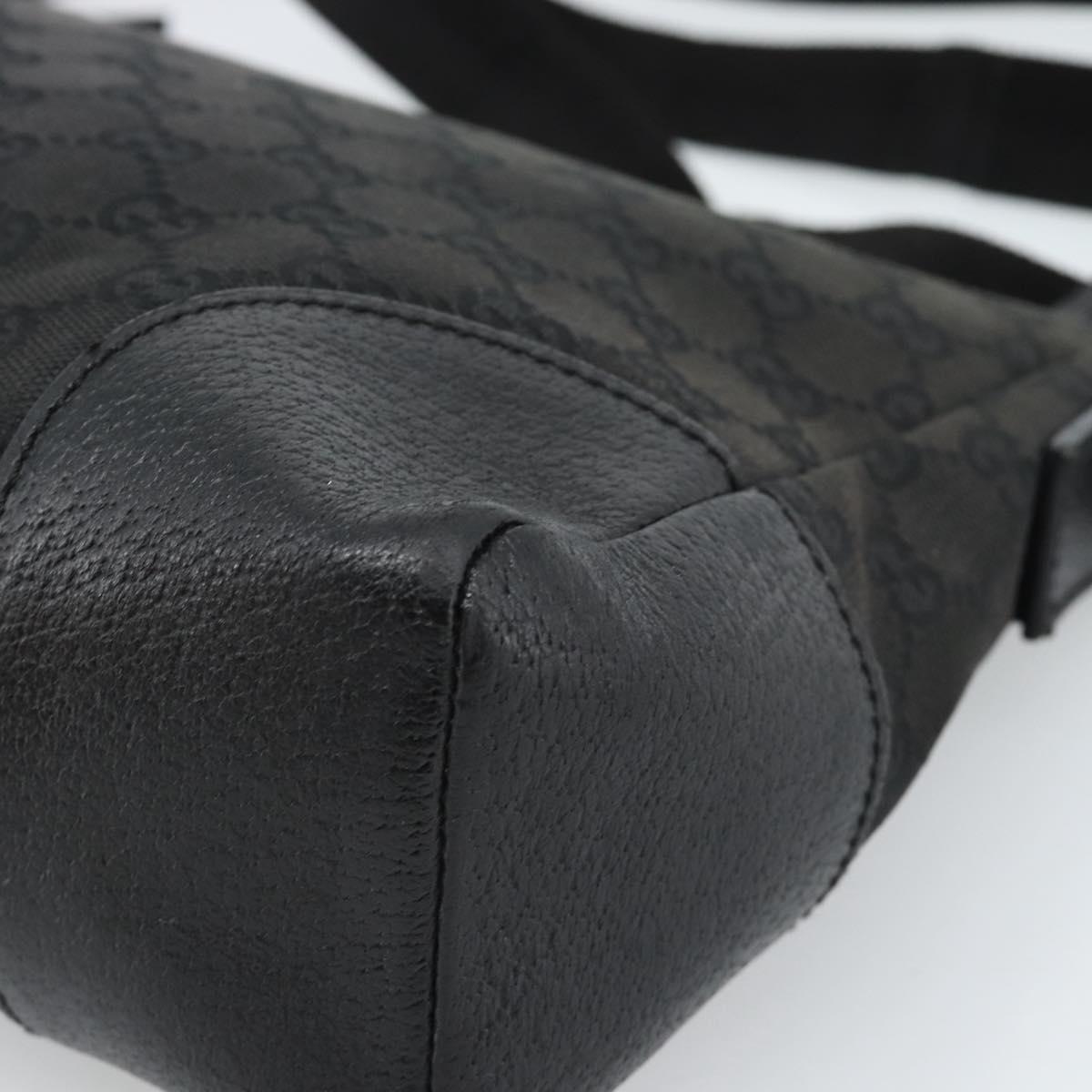 GUCCI GG Canvas Shoulder Bag Black Silver 114273 Auth bs35495