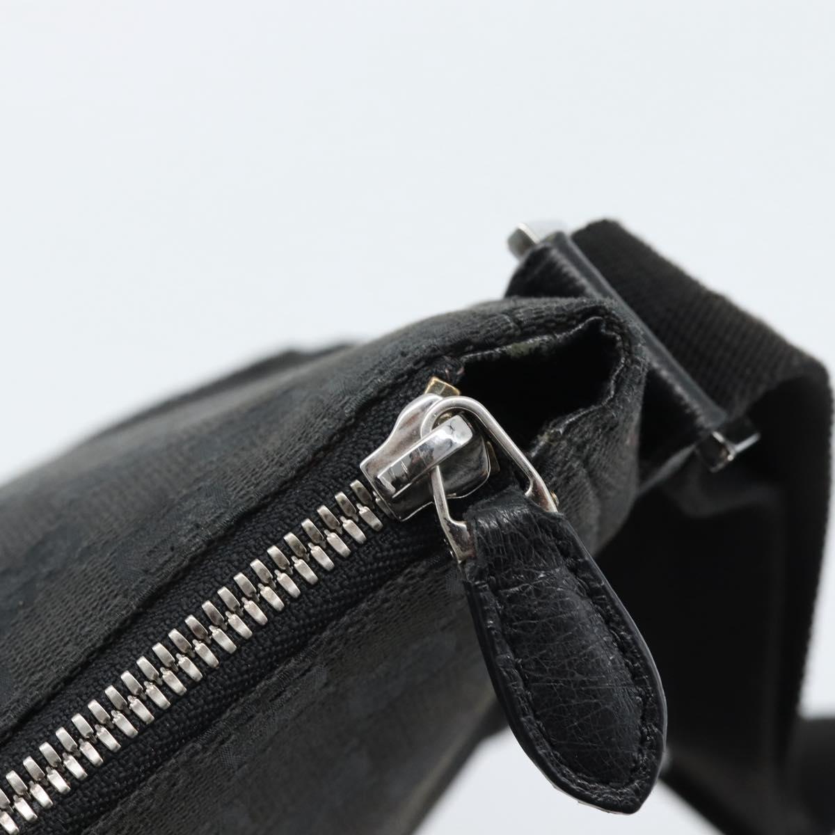 GUCCI GG Canvas Shoulder Bag Black Silver 114273 Auth bs35495
