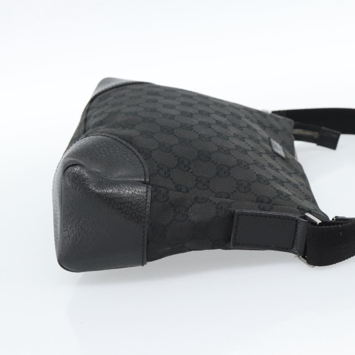 GUCCI GG Canvas Shoulder Bag Black Silver 114273 Auth bs35495
