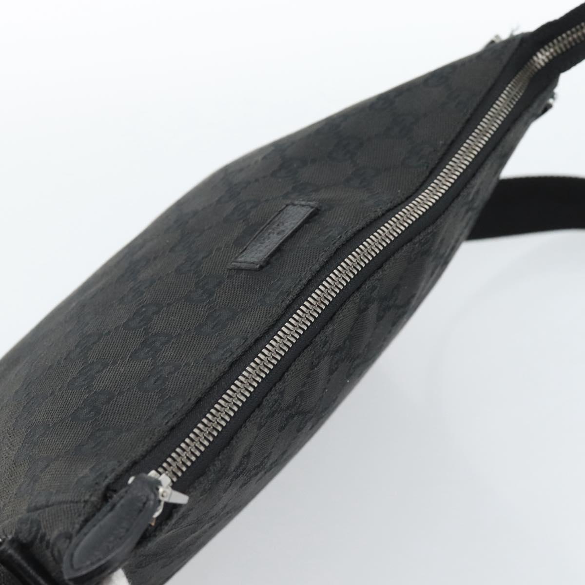 GUCCI GG Canvas Shoulder Bag Black Silver 114273 Auth bs35495