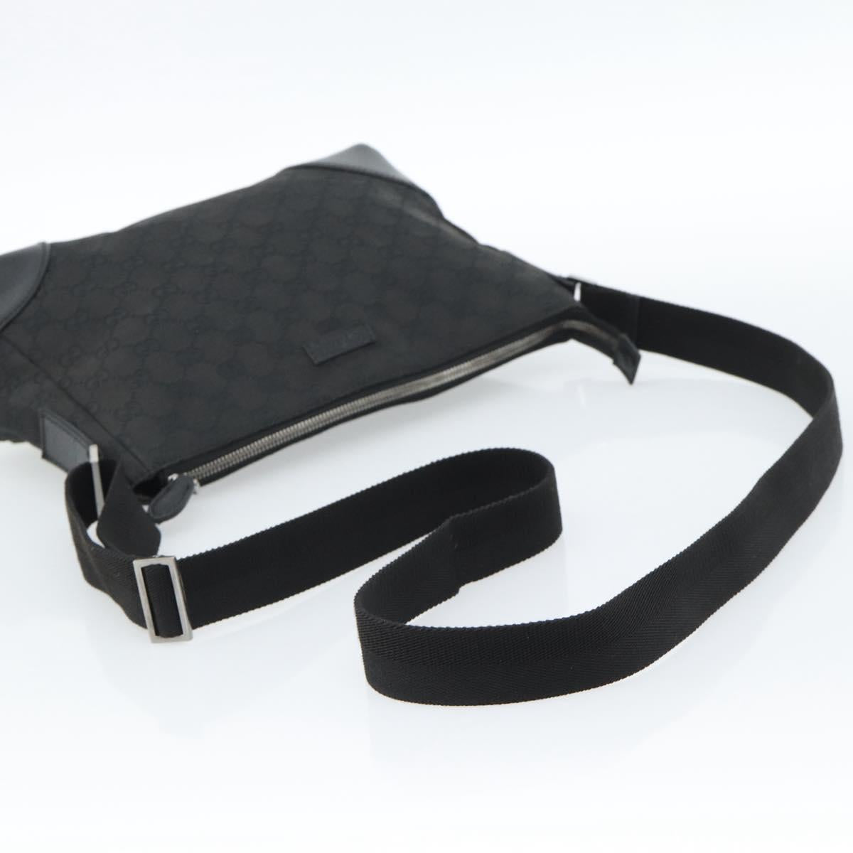 GUCCI GG Canvas Shoulder Bag Black Silver 114273 Auth bs35495