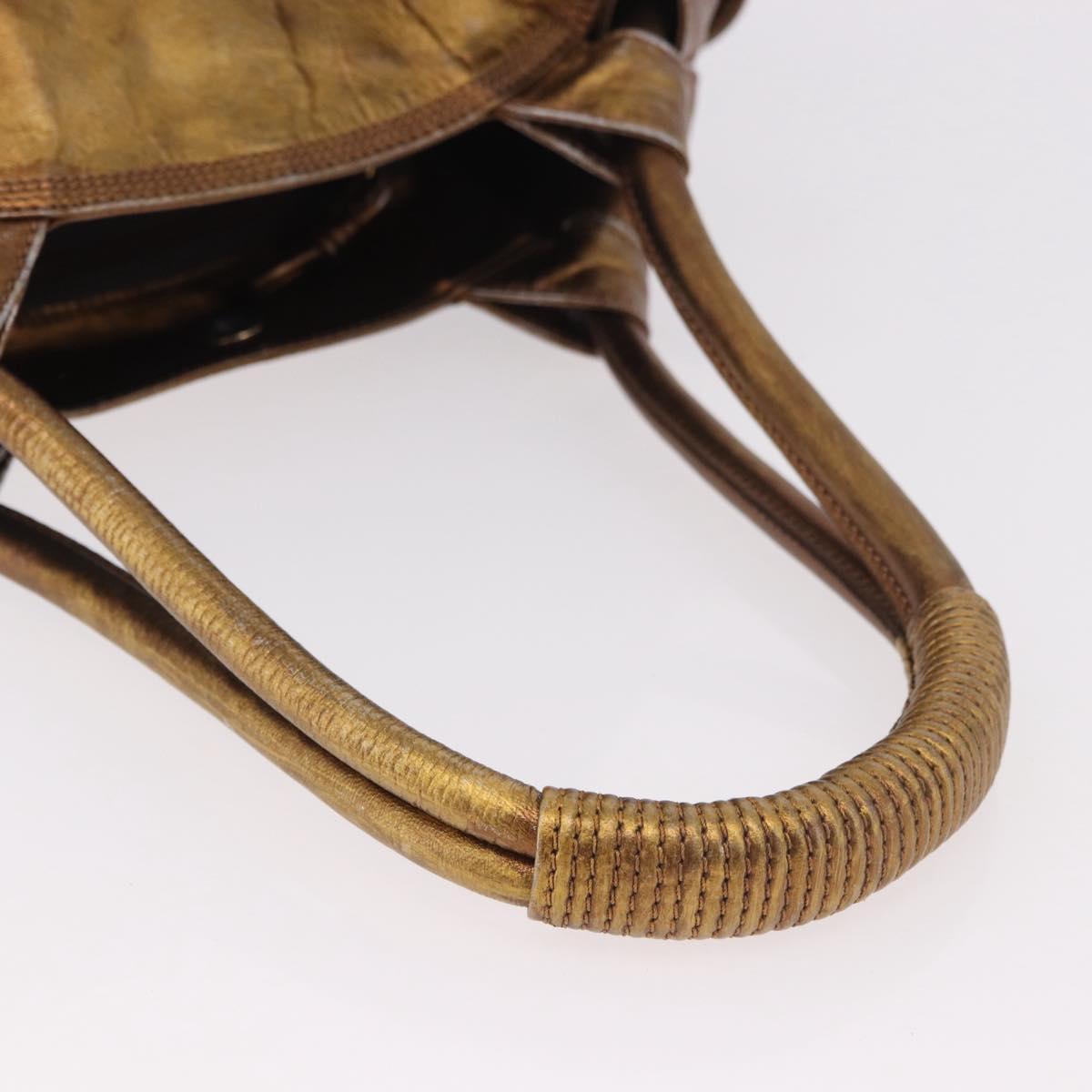 LOEWE Anagram Hand Bag Leather Bronze Gold Auth bs35497