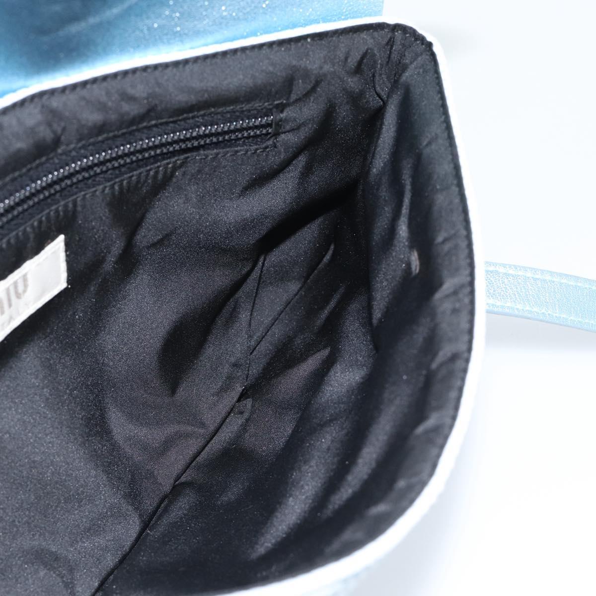 Miu Miu Shoulder Bag Canvas Light Blue Silver Auth bs35499A