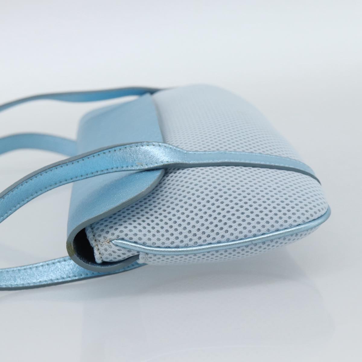 Miu Miu Shoulder Bag Canvas Light Blue Silver Auth bs35499A