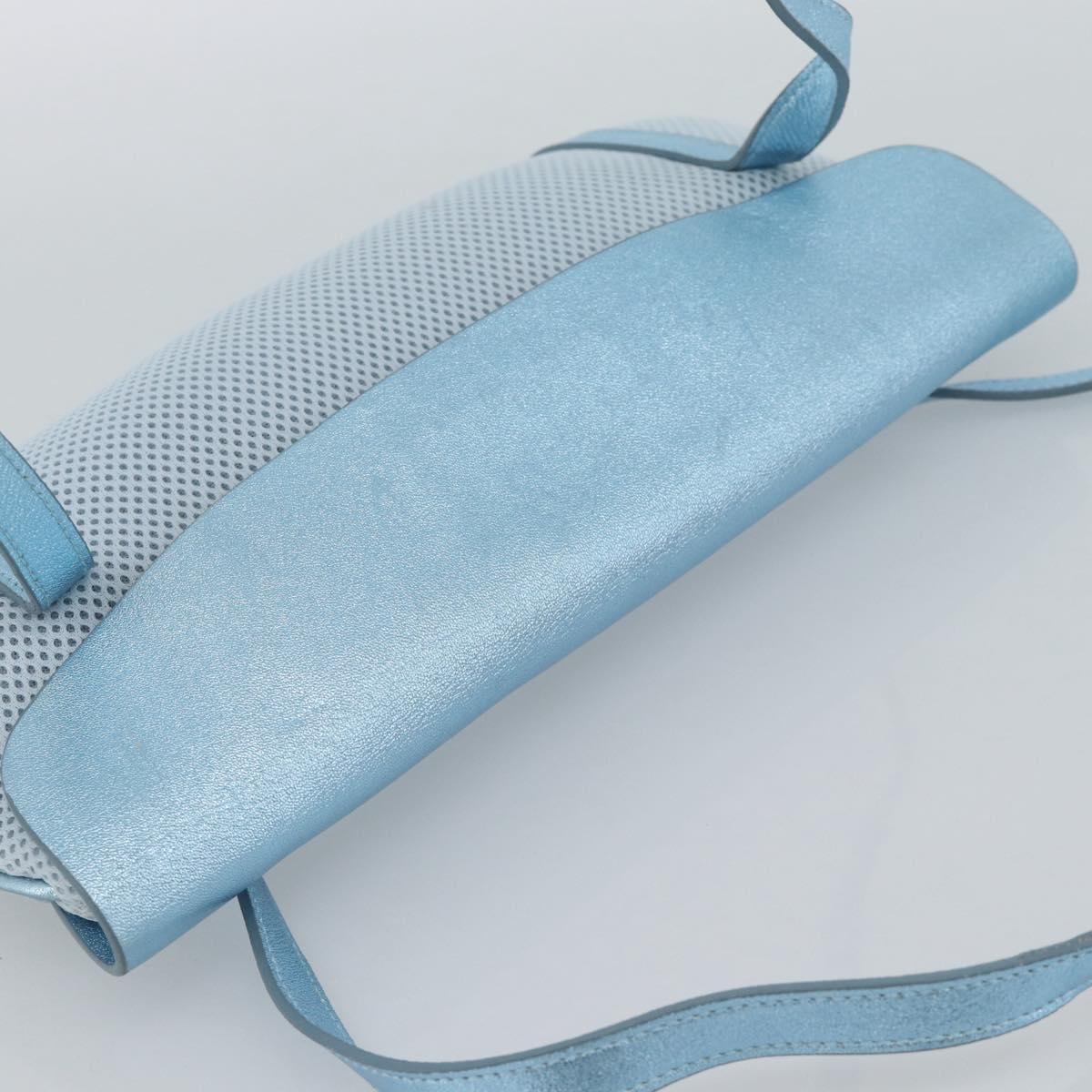 Miu Miu Shoulder Bag Canvas Light Blue Silver Auth bs35499A