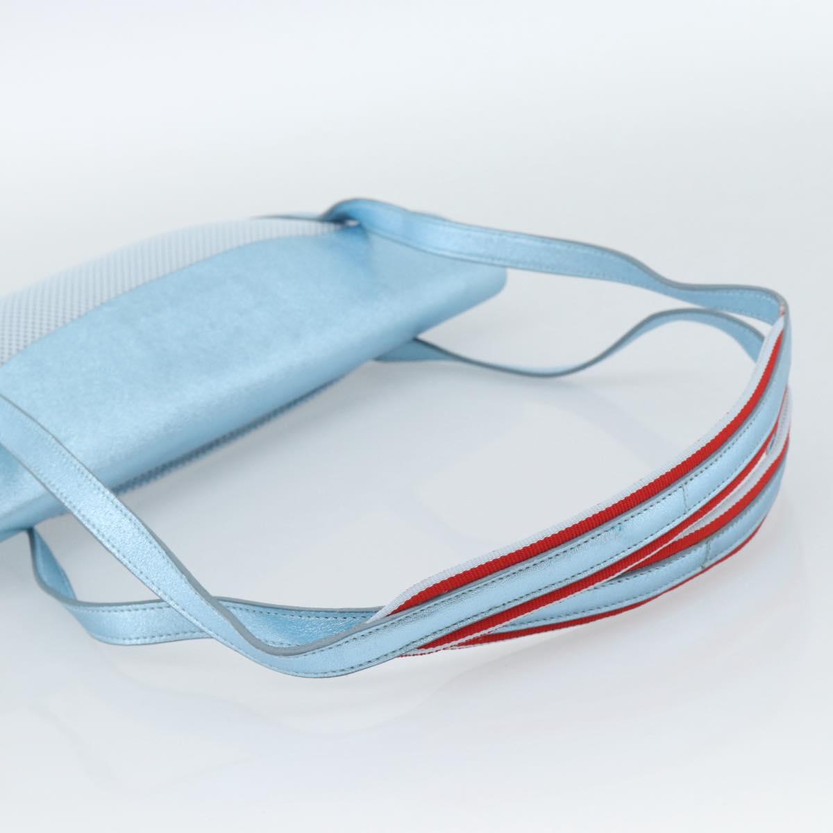 Miu Miu Shoulder Bag Canvas Light Blue Silver Auth bs35499A