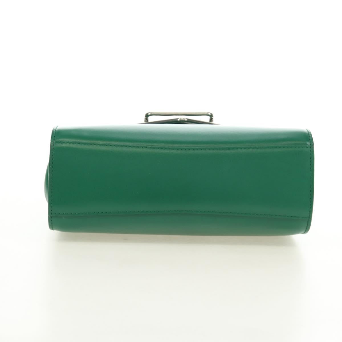 BOTTEGA VENETA Shoulder Bag Leather Green Silver Auth bs35500V