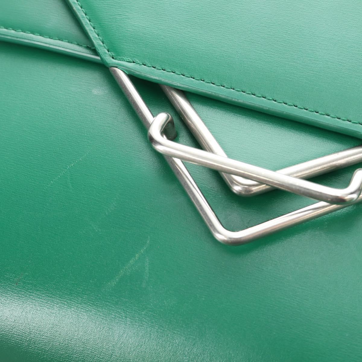 BOTTEGA VENETA Shoulder Bag Leather Green Silver Auth bs35500V