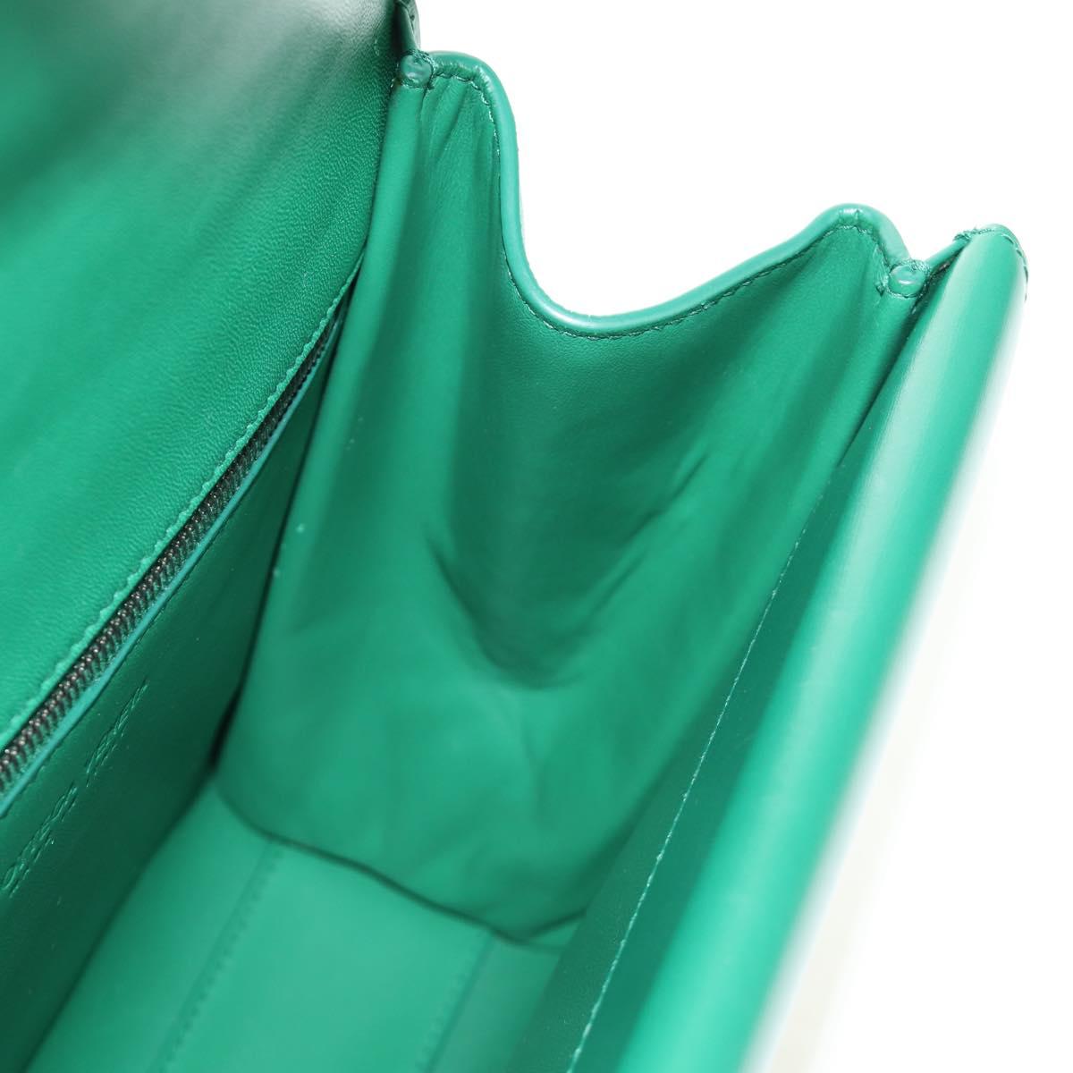 BOTTEGA VENETA Shoulder Bag Leather Green Silver Auth bs35500V