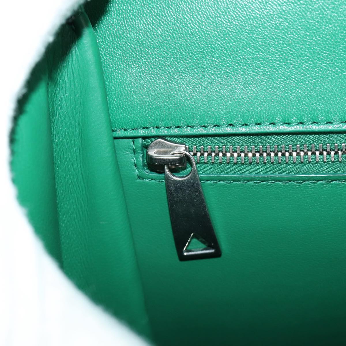 BOTTEGA VENETA Shoulder Bag Leather Green Silver Auth bs35500V