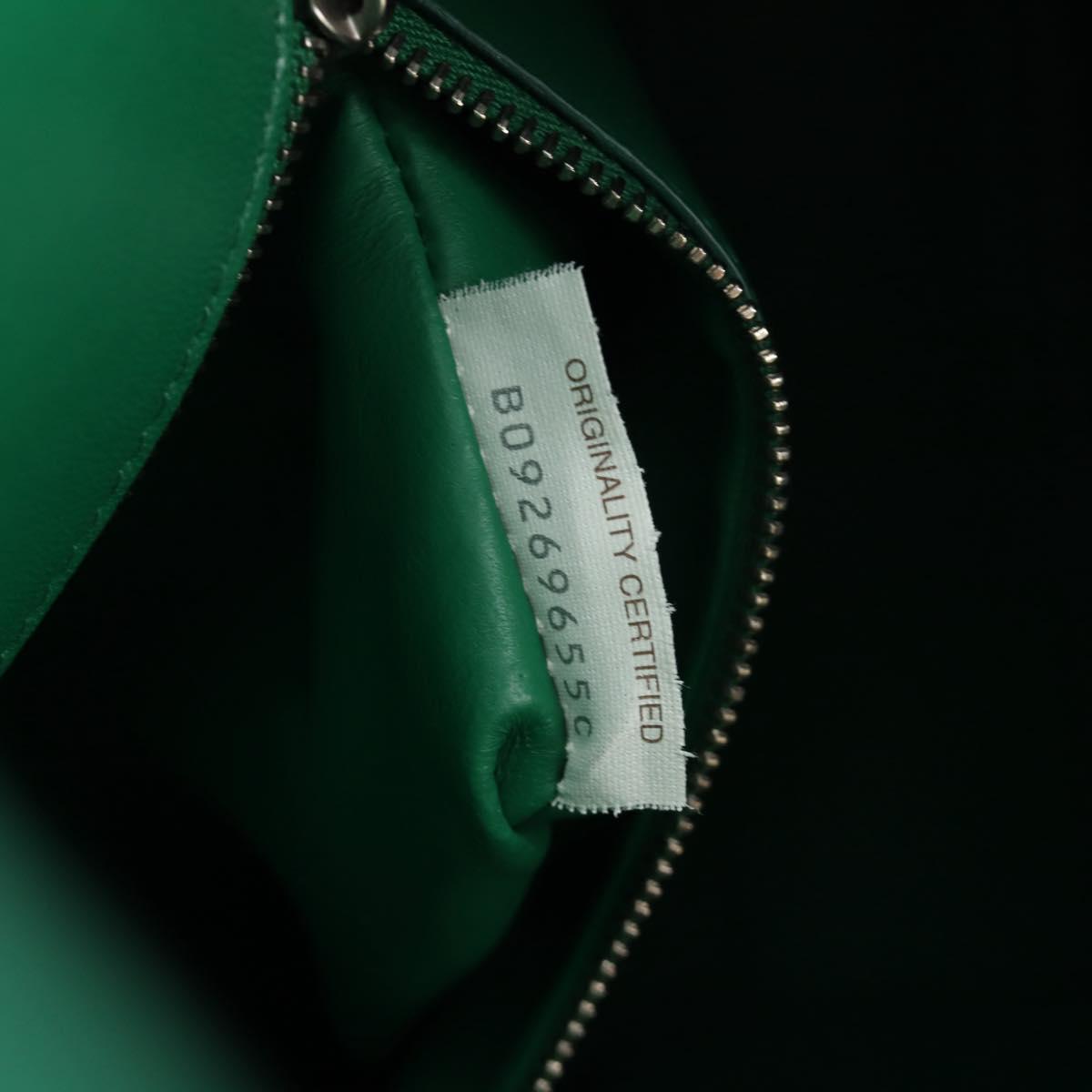 BOTTEGA VENETA Shoulder Bag Leather Green Silver Auth bs35500V