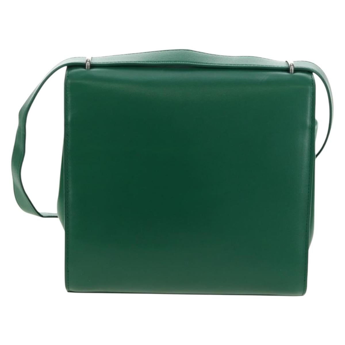 BOTTEGA VENETA Shoulder Bag Leather Green Silver Auth bs35500V