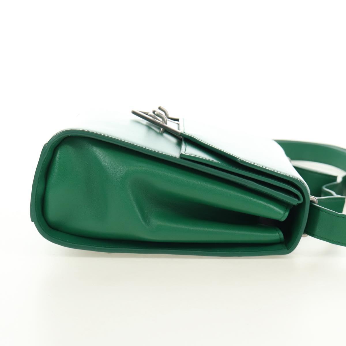 BOTTEGA VENETA Shoulder Bag Leather Green Silver Auth bs35500V