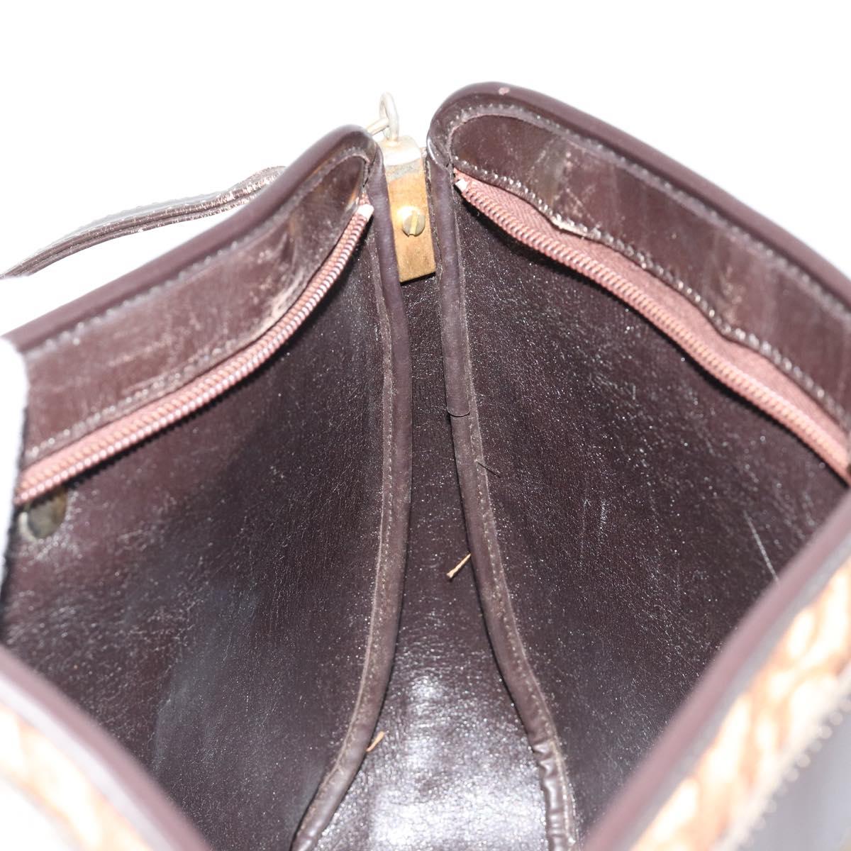 Christian Dior Trotter Canvas Shoulder Bag Brown Gold Auth bs35501