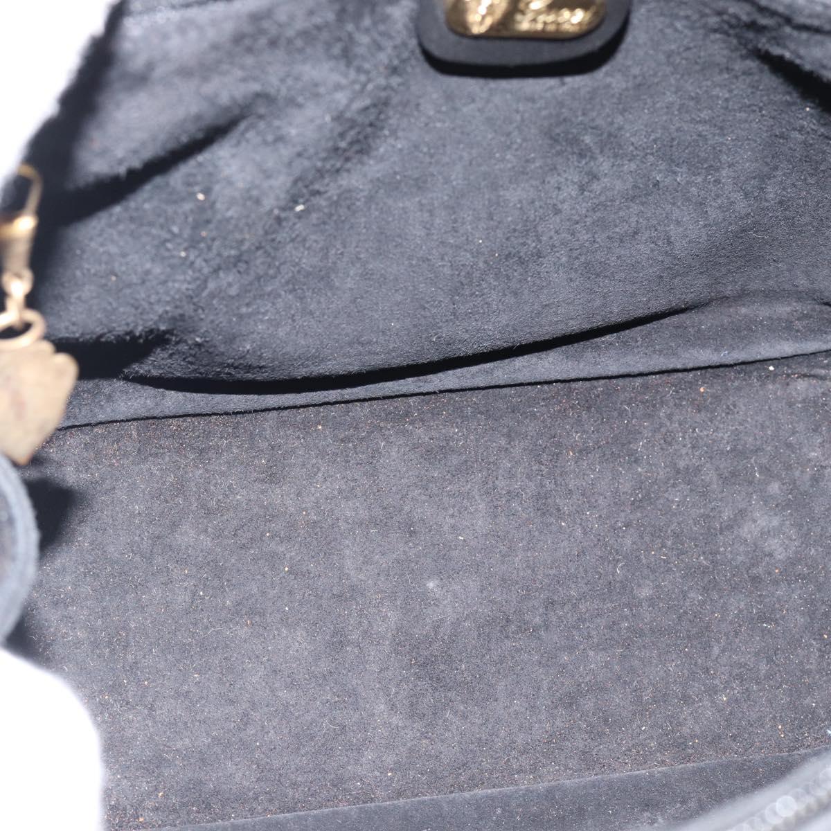 GUCCI Hand Bag Suede Black Gold 000 39 0030 Auth bs35502