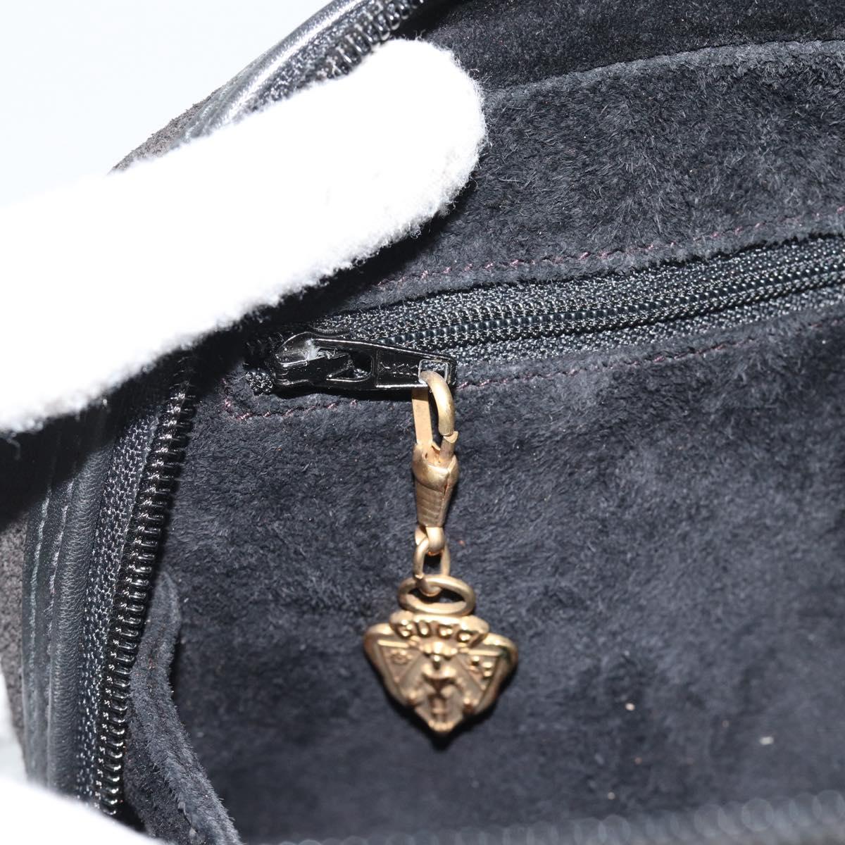 GUCCI Hand Bag Suede Black Gold 000 39 0030 Auth bs35502