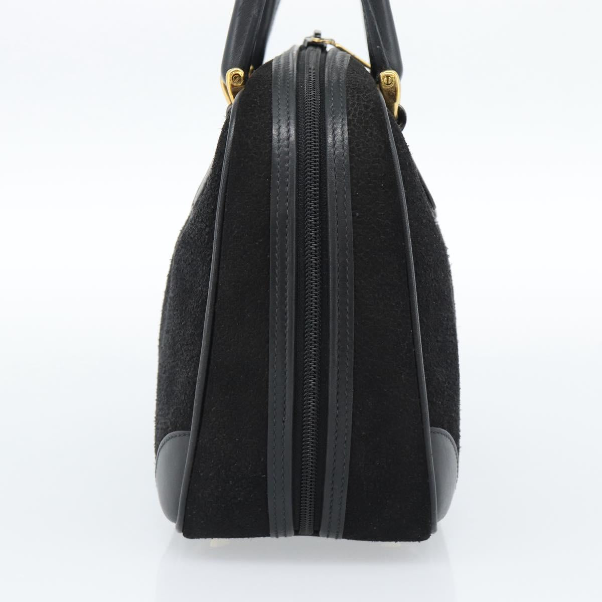 GUCCI Hand Bag Suede Black Gold 000 39 0030 Auth bs35502