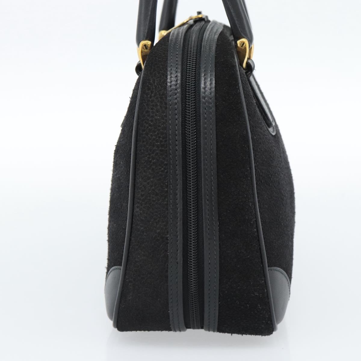 GUCCI Hand Bag Suede Black Gold 000 39 0030 Auth bs35502